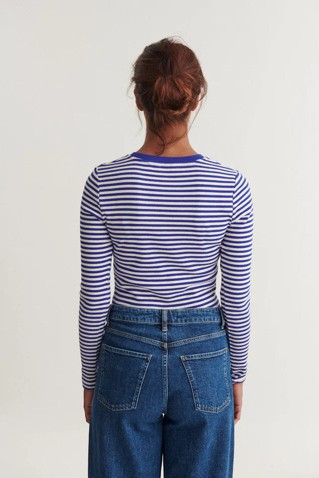 LUDMILLA BOLUR ÚR LÍFRÆNNI BÓMULL RÖNDÓTTUR SODALITE BLUE /WHISPER WHITE