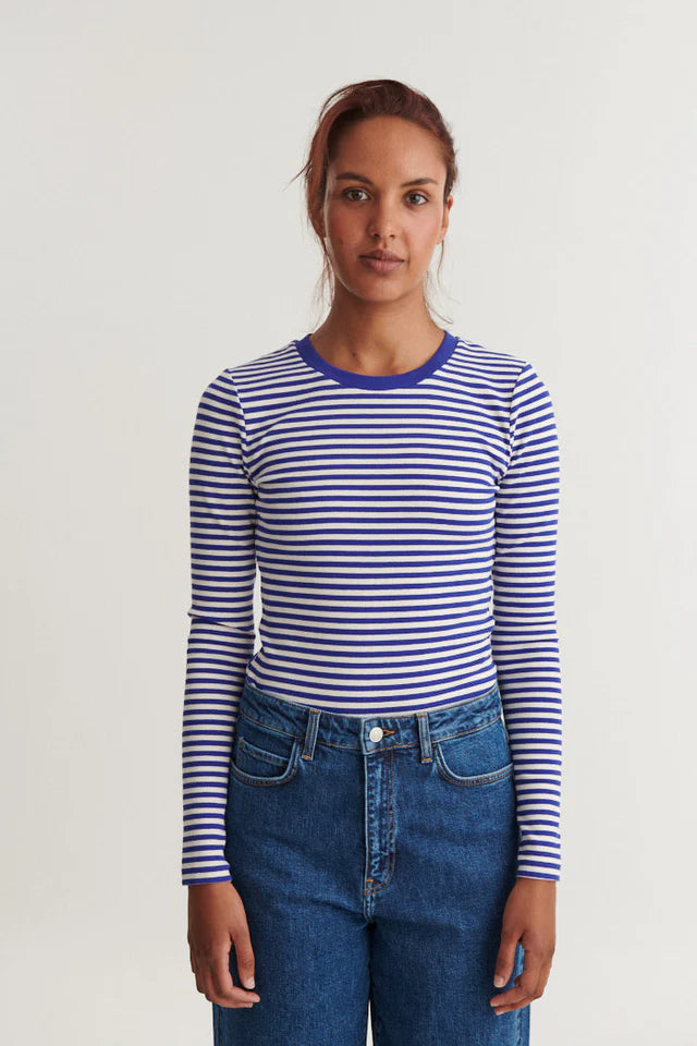 LUDMILLA BOLUR ÚR LÍFRÆNNI BÓMULL RÖNDÓTTUR SODALITE BLUE /WHISPER WHITE