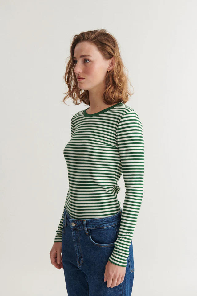 LUDMILLA BOLUR ÚR LÍFRÆNNI BÓMULL RÖNDÓTTUR ABUNDANT GREEN /WHISPER WHITE