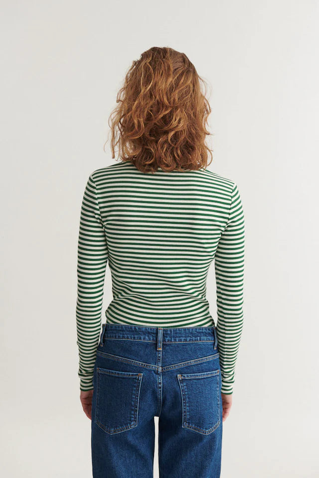 LUDMILLA BOLUR ÚR LÍFRÆNNI BÓMULL RÖNDÓTTUR ABUNDANT GREEN /WHISPER WHITE