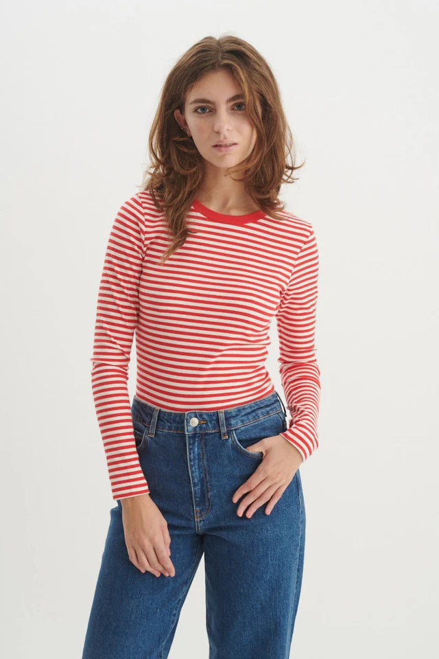 LUDMILLA BOLUR ÚR LÍFRÆNNI BÓMULL RÖNDÓTTUR TOMATO /WHISPER WHITE