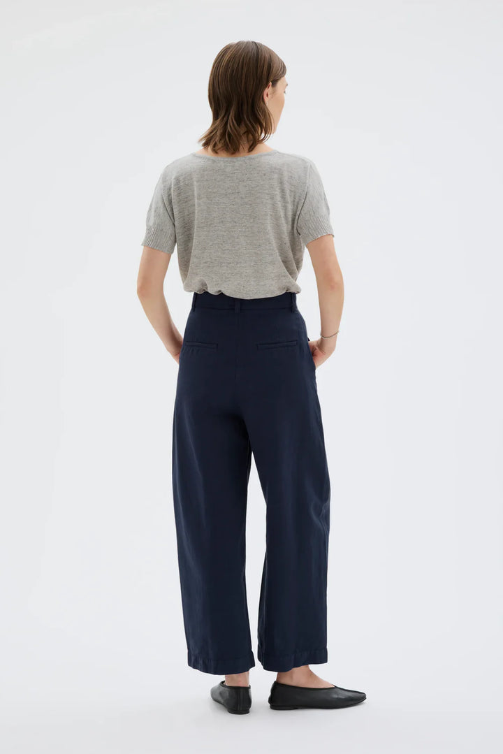 HISA ORGANIC COTTON LINEN TENCEL CURVED BUXUR DEEP NIGHT BLUE
