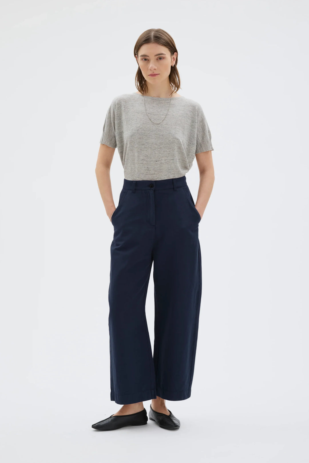 HISA ORGANIC COTTON LINEN TENCEL CURVED BUXUR DEEP NIGHT BLUE