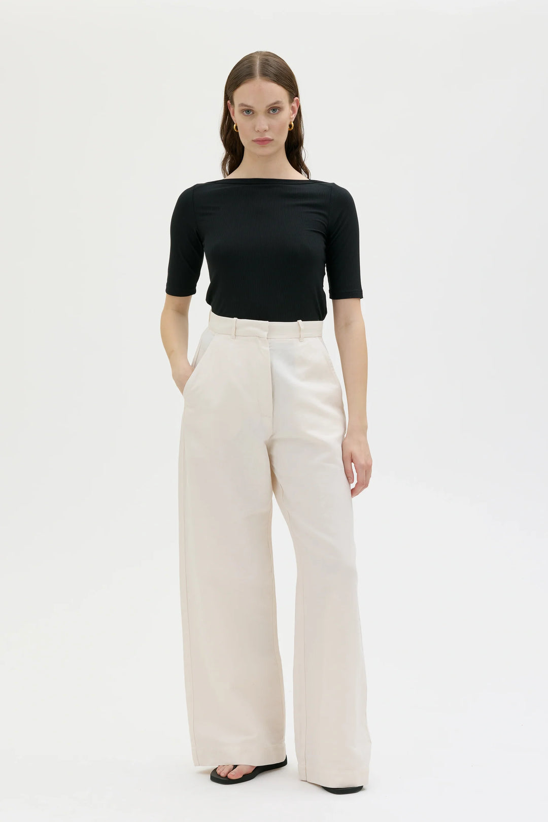HANA ORGANIC COTTON LINEN TENCEL LONG BUXUR WHITE