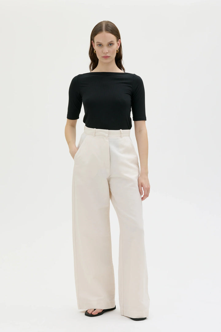 HANA ORGANIC COTTON LINEN TENCEL LONG BUXUR WHITE