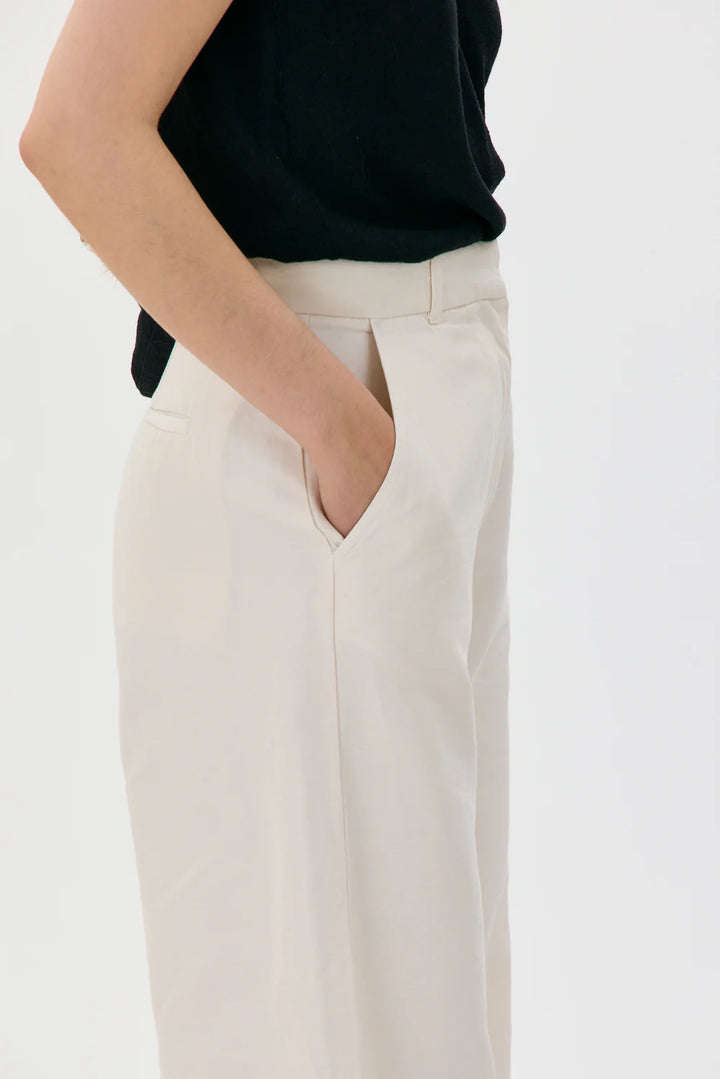 HANA ORGANIC COTTON LINEN TENCEL LONG BUXUR WHITE