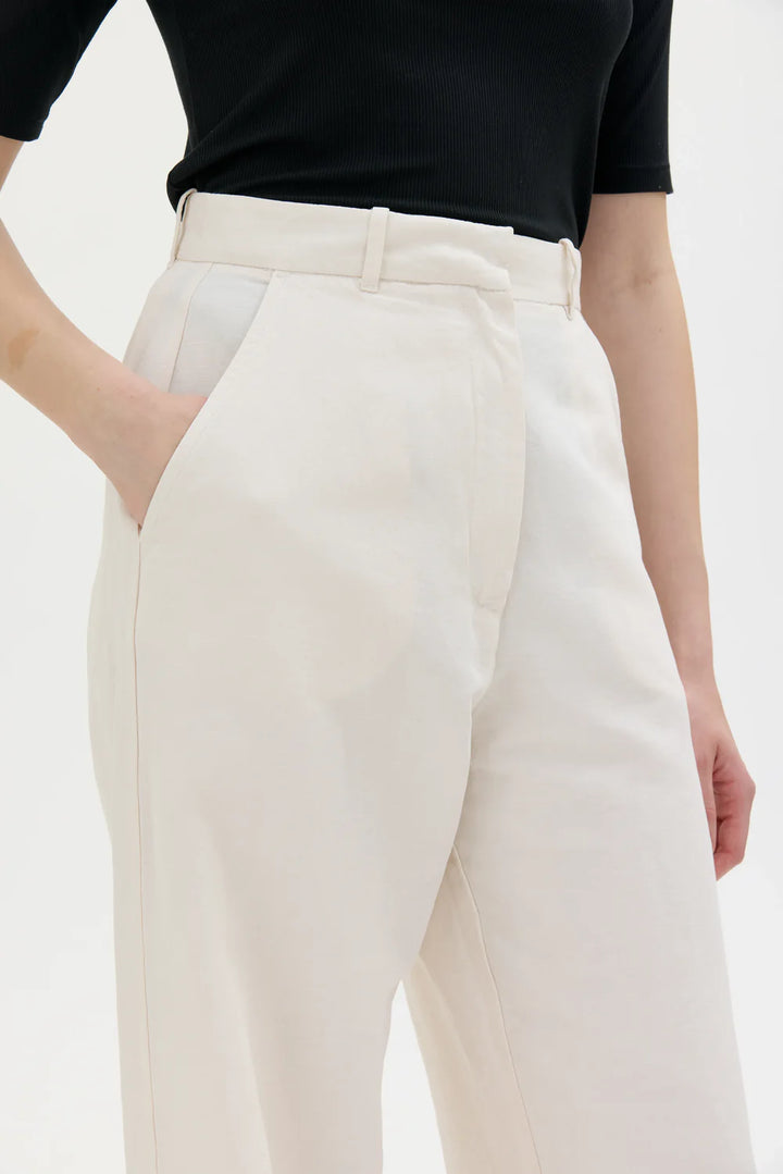 HANA ORGANIC COTTON LINEN TENCEL LONG BUXUR WHITE
