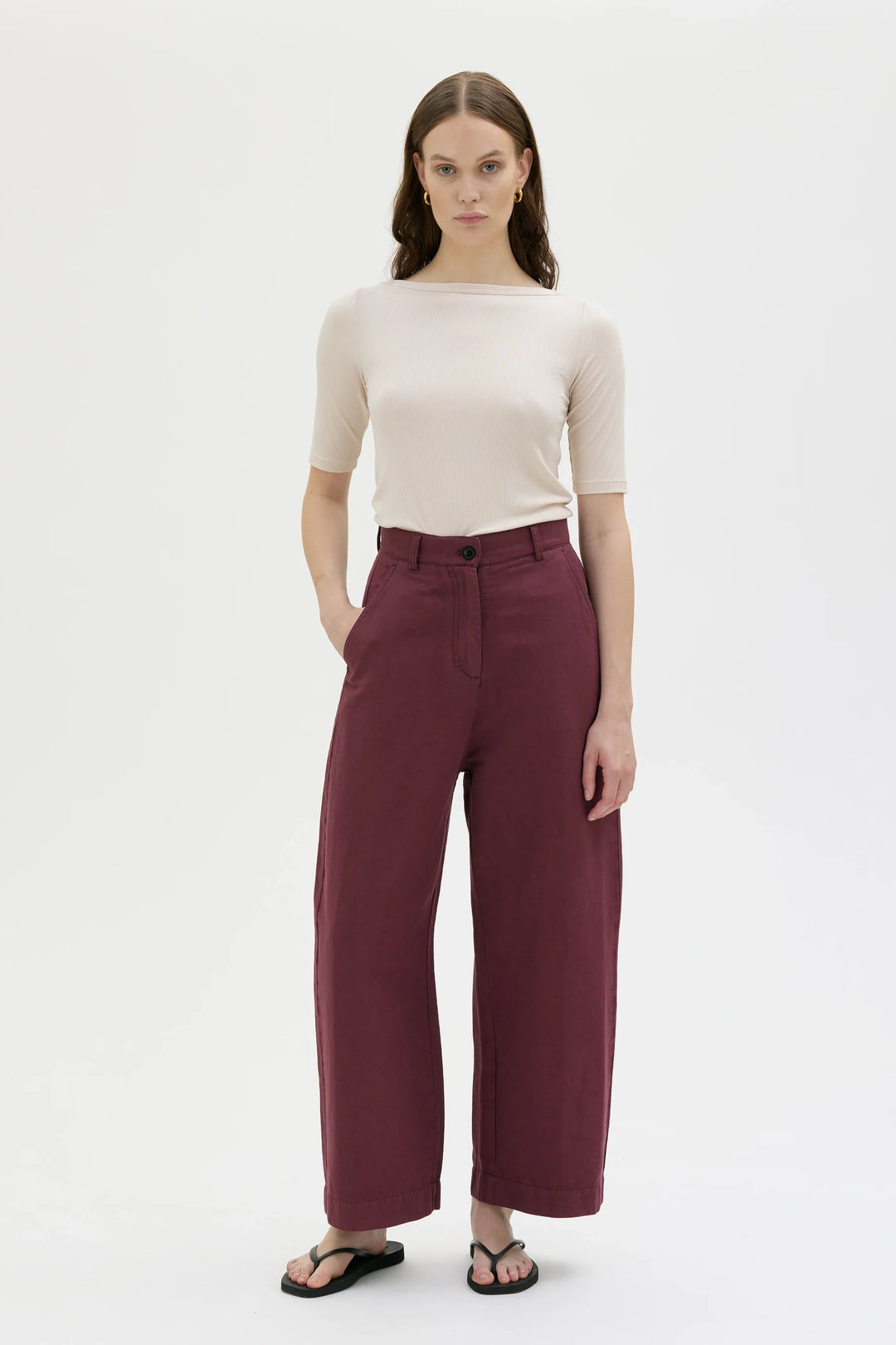 HISA ORGANIC COTTON LINEN TENCEL CURVED BUXUR BORDEAUX