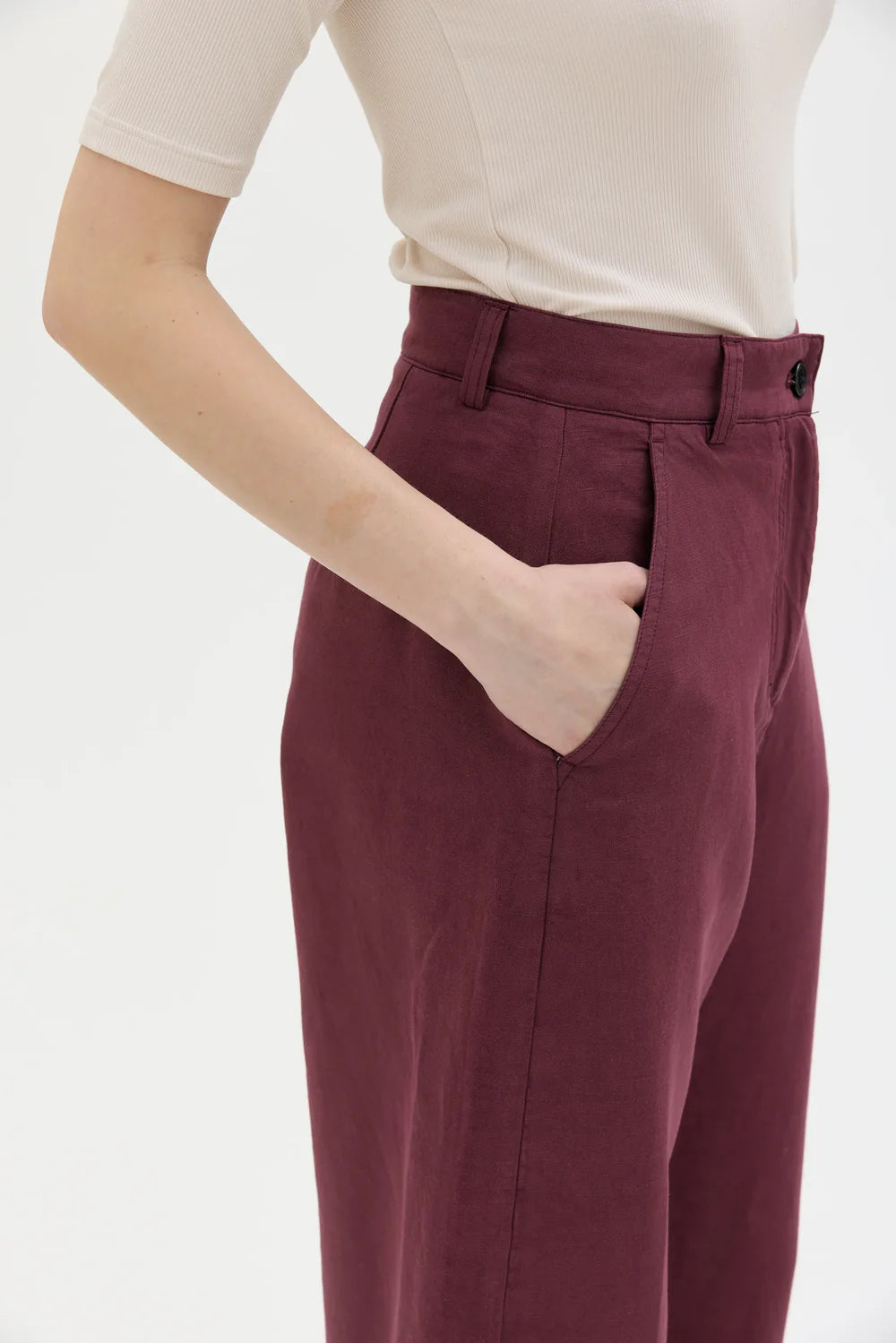 HISA ORGANIC COTTON LINEN TENCEL CURVED BUXUR BORDEAUX