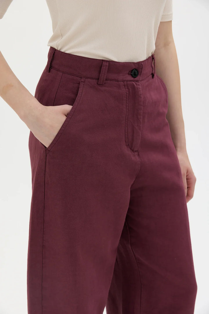 HISA ORGANIC COTTON LINEN TENCEL CURVED BUXUR BORDEAUX