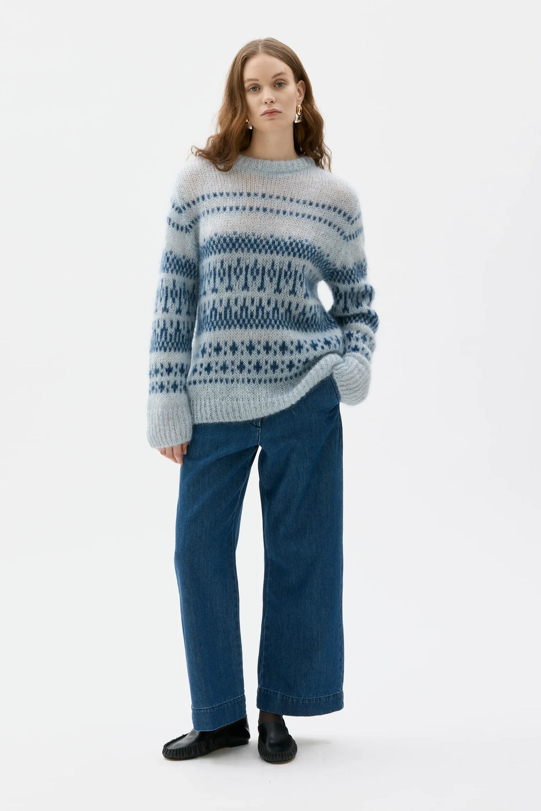 ANN MOHAIR/SILK MUNSTRUÐ PEYSA ADRIATIC BLUE