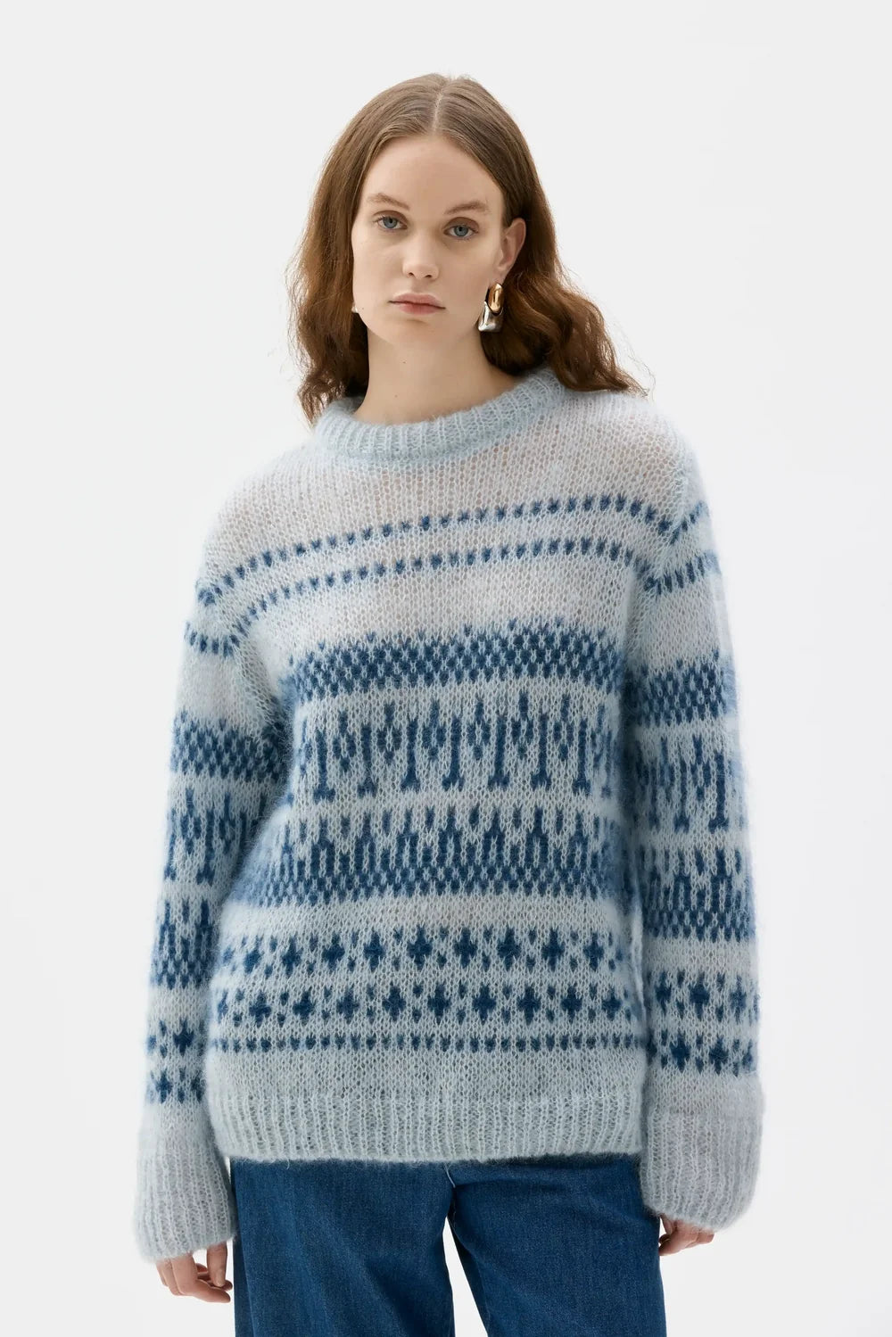 ANN MOHAIR/SILK MUNSTRUÐ PEYSA ADRIATIC BLUE