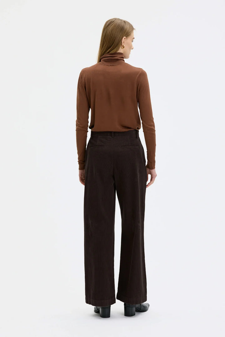 AYA LONG WIDE LEG CORDUROY BUXUR MOREL BROWN