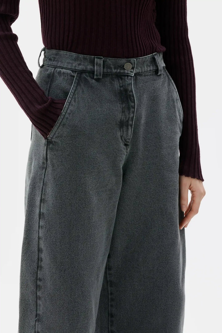 ITSU CURVED GALLABUXUR ÚR LÍFRÆNNI BÓMULL GREY