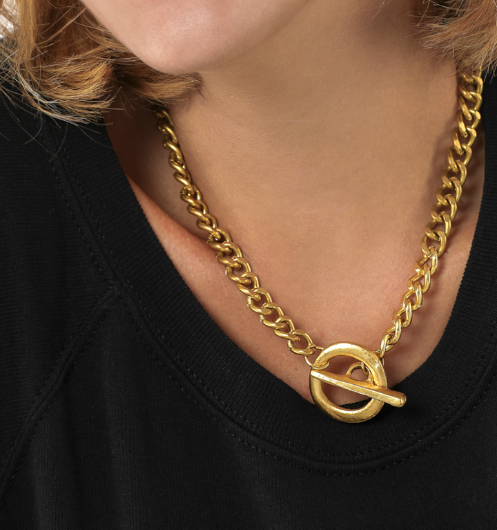 CHAIN NECKLACE T-BAR BRASS
