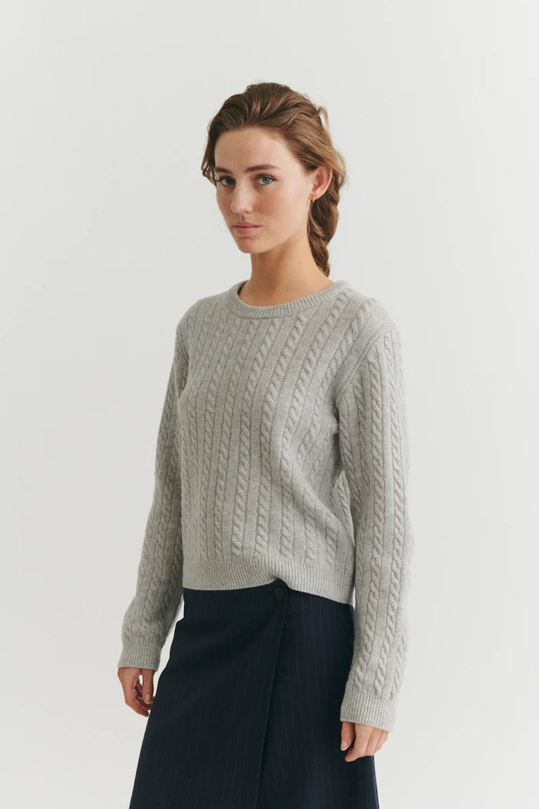 SELEM KAÐLAPEYSA O-NECK lIGHT GREY MELANGE