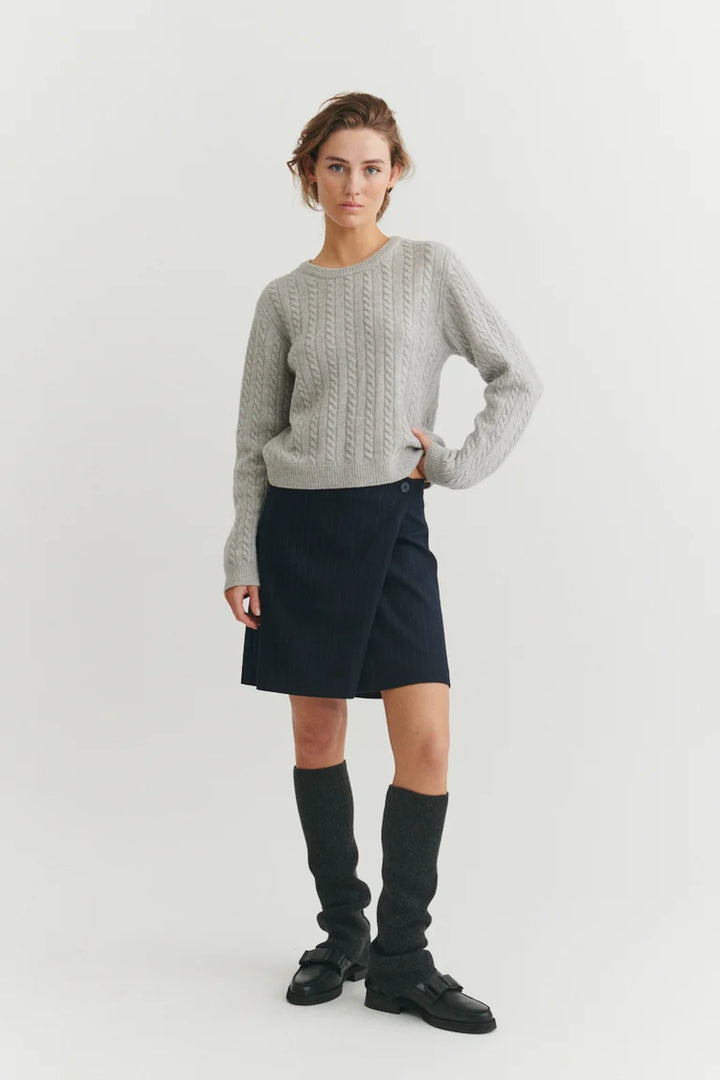 SELEM KAÐLAPEYSA O-NECK lIGHT GREY MELANGE