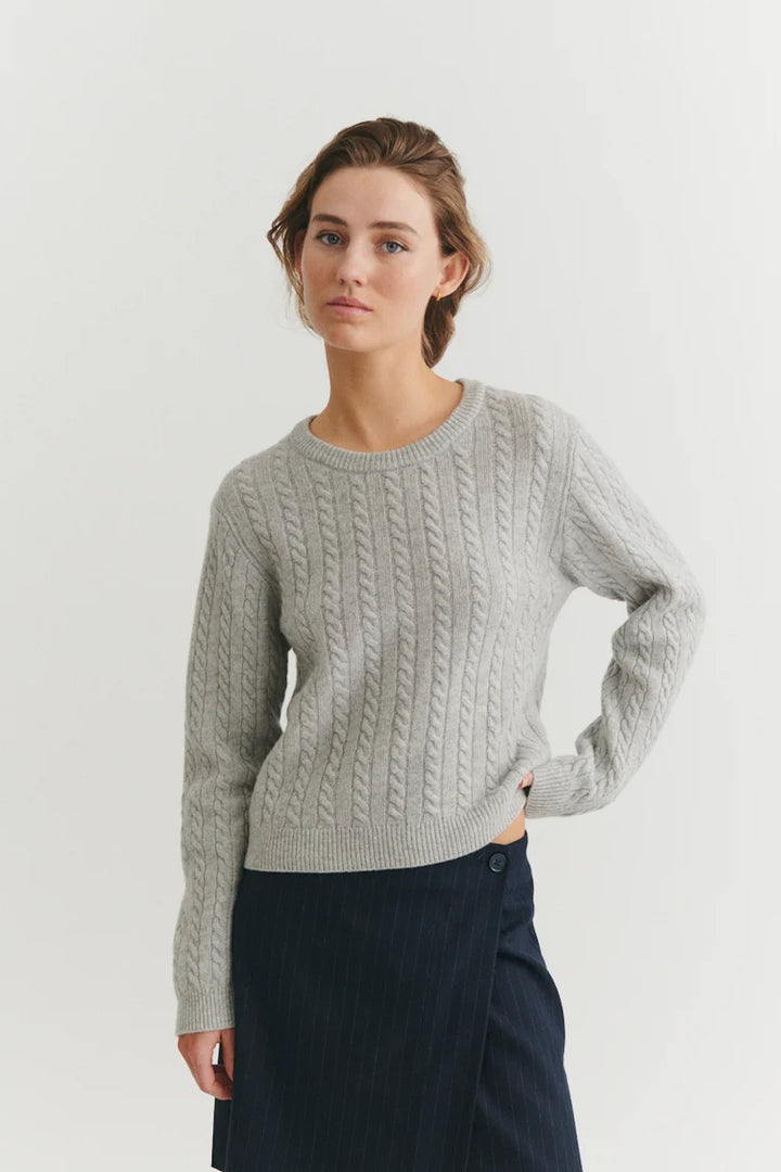 SELEM KAÐLAPEYSA O-NECK lIGHT GREY MELANGE