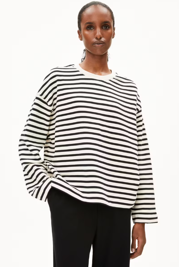 FRANKAA MAARLEN STRIPE SWEAT - undyed/black