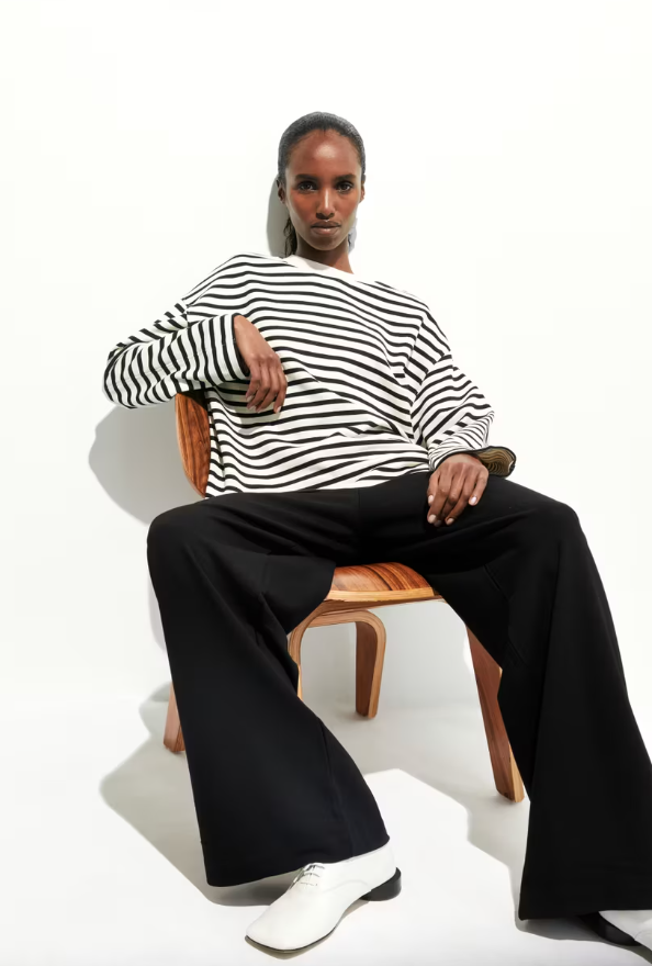 FRANKAA MAARLEN STRIPE SWEAT - undyed/black