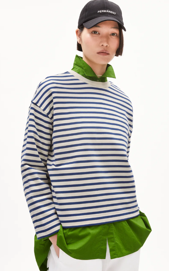 FRANKAA MAARLEN STRIPE SWEAT - undyed-dark morning