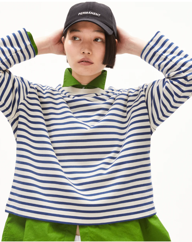 FRANKAA MAARLEN STRIPE SWEAT - undyed-dark morning