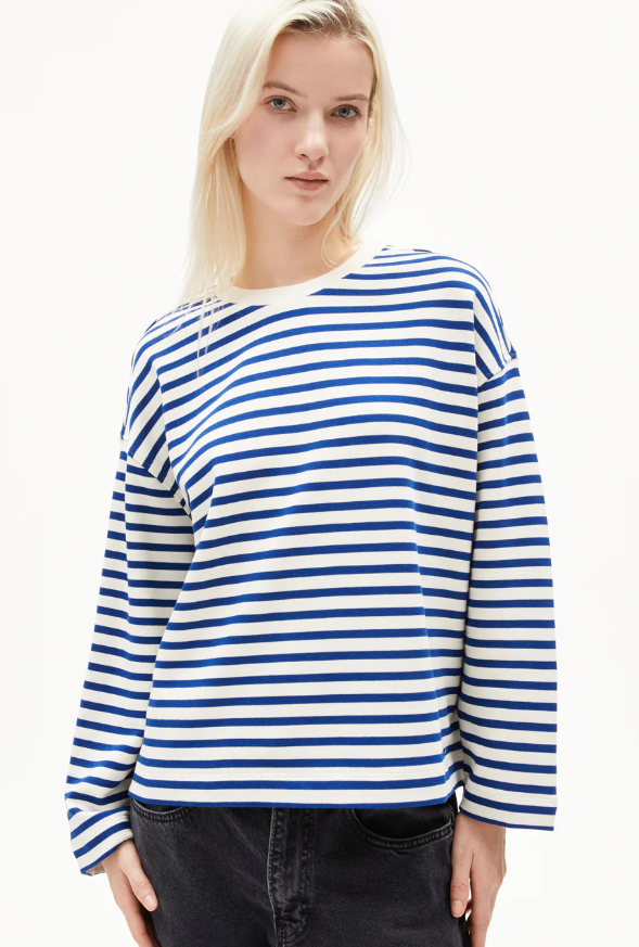 FRANKAA MAARLEN STRIPE SWEAT - UNDYED LAPIS BLUE