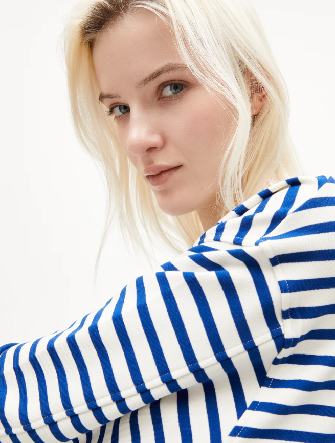 FRANKAA MAARLEN STRIPE SWEAT - UNDYED LAPIS BLUE