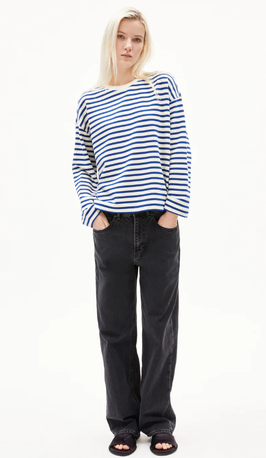 FRANKAA MAARLEN STRIPE SWEAT - UNDYED LAPIS BLUE