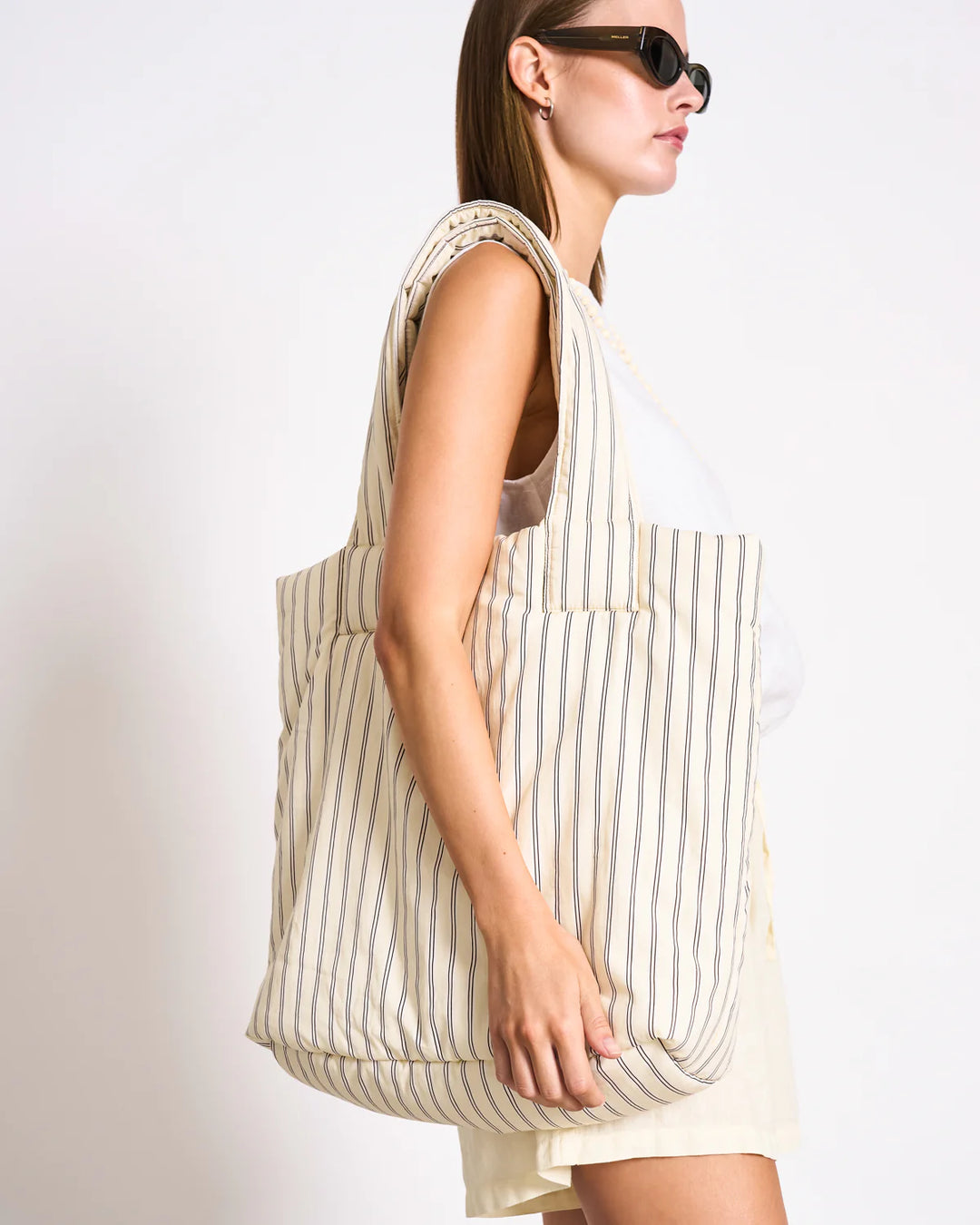 SMOL SHOPPER TASKA POPLIN LÍFRÆN BÓMULL BUTTERMILK STRIPED