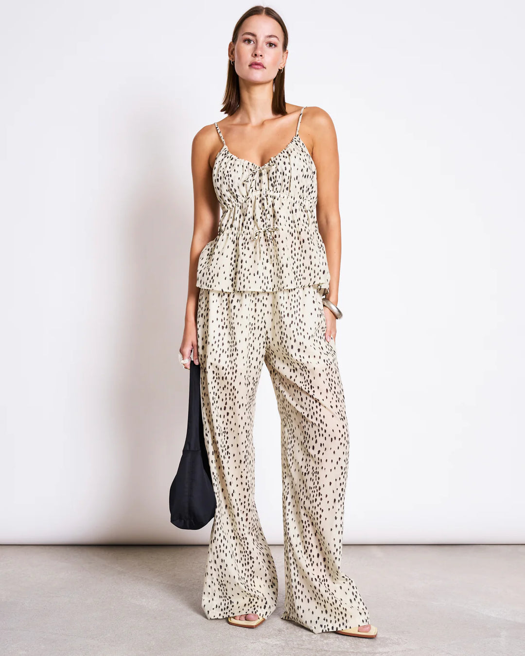 ORIGAN WIDE COTTON PANTS DALMATIAN DOTS