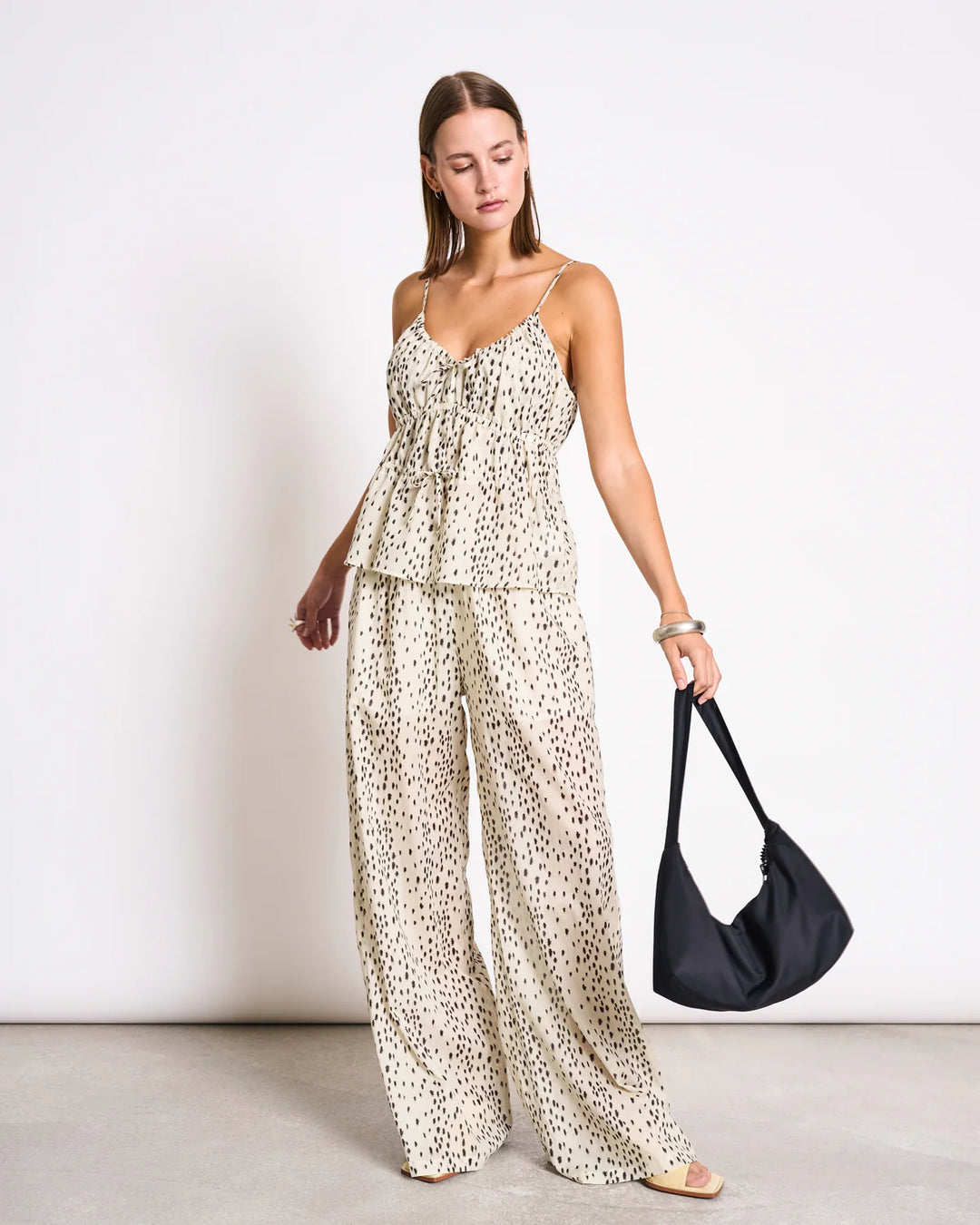 ORIGAN WIDE COTTON PANTS DALMATIAN DOTS