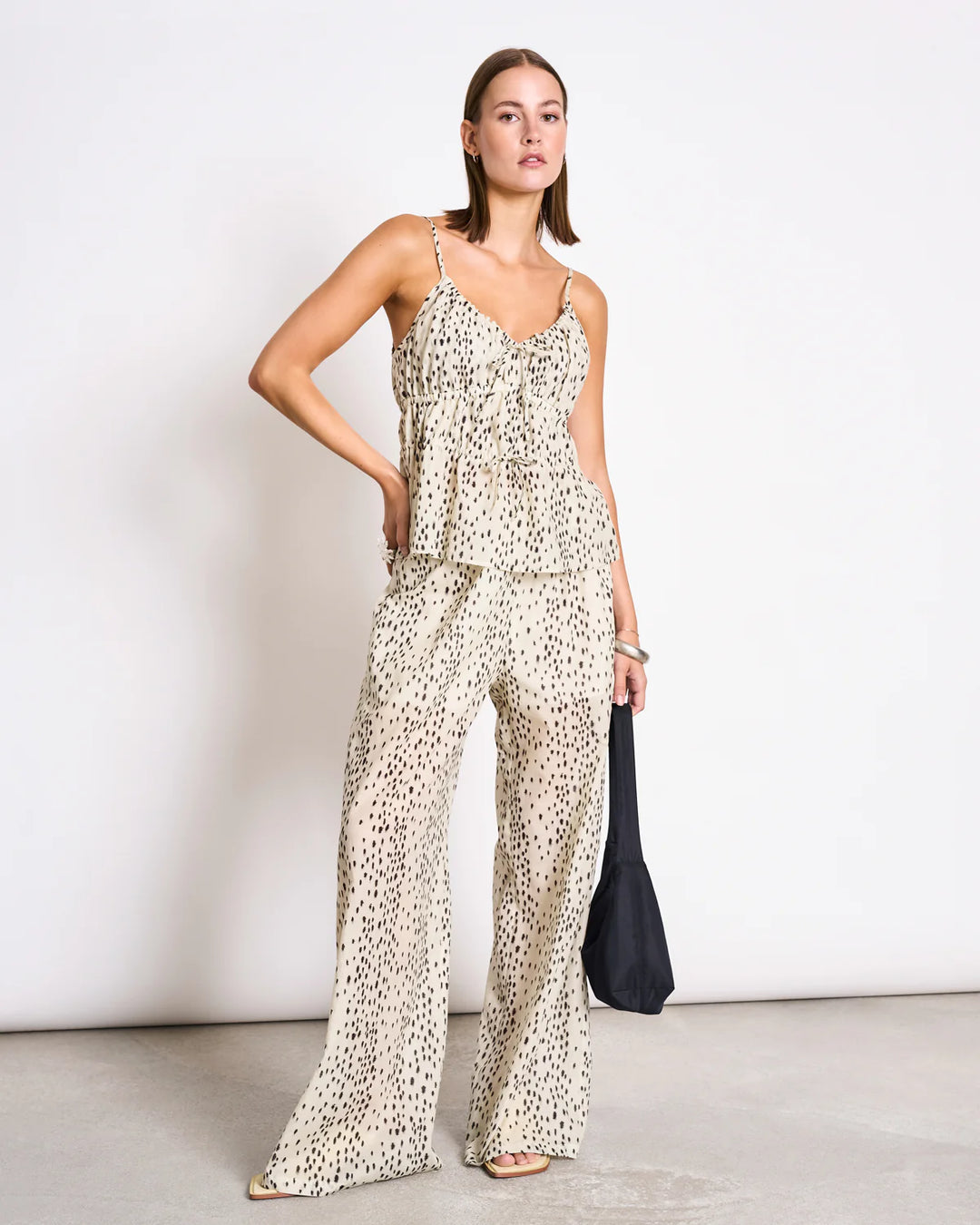 ORIGAN WIDE COTTON PANTS DALMATIAN DOTS