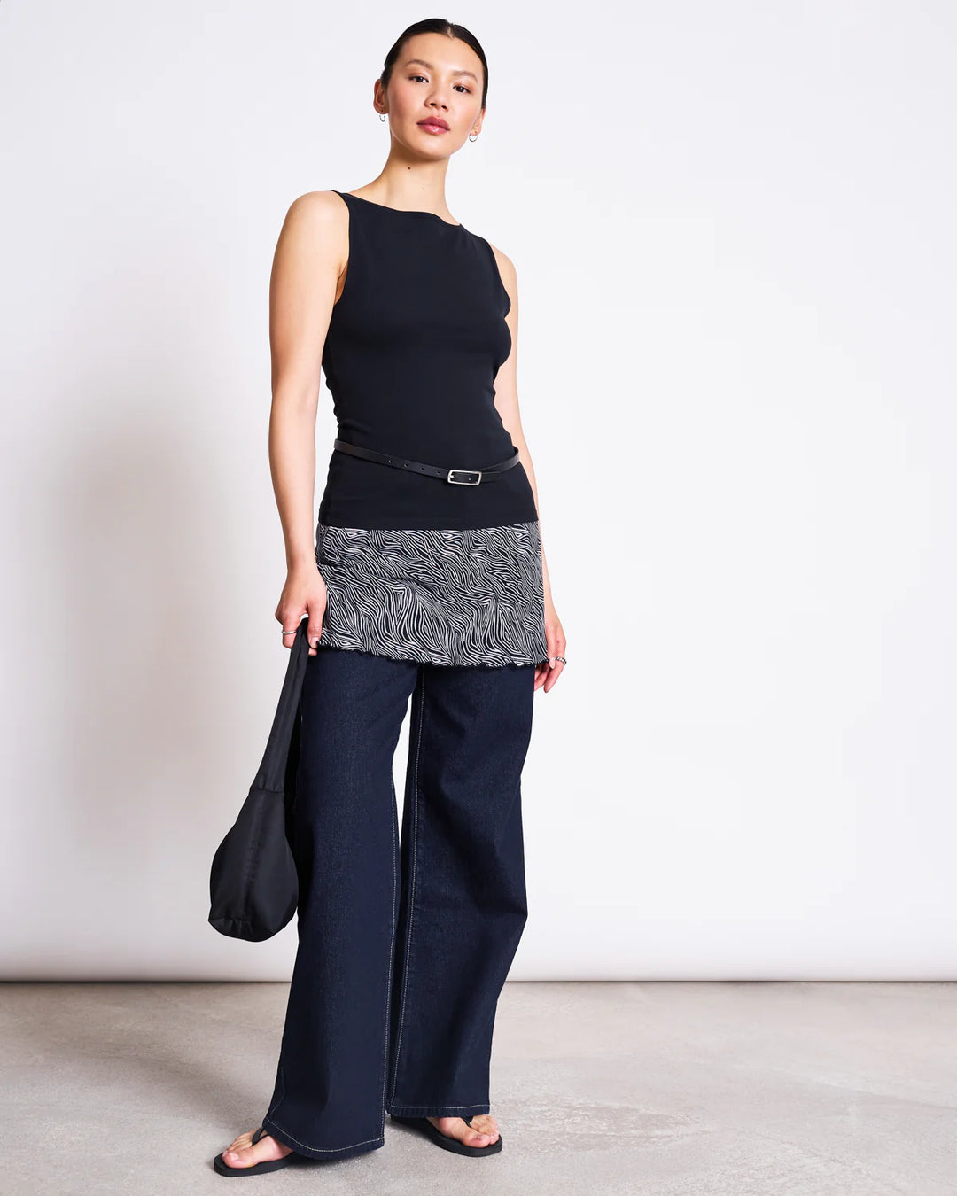 BOAT NECK TOP FELIS BOLUR SVARTUR