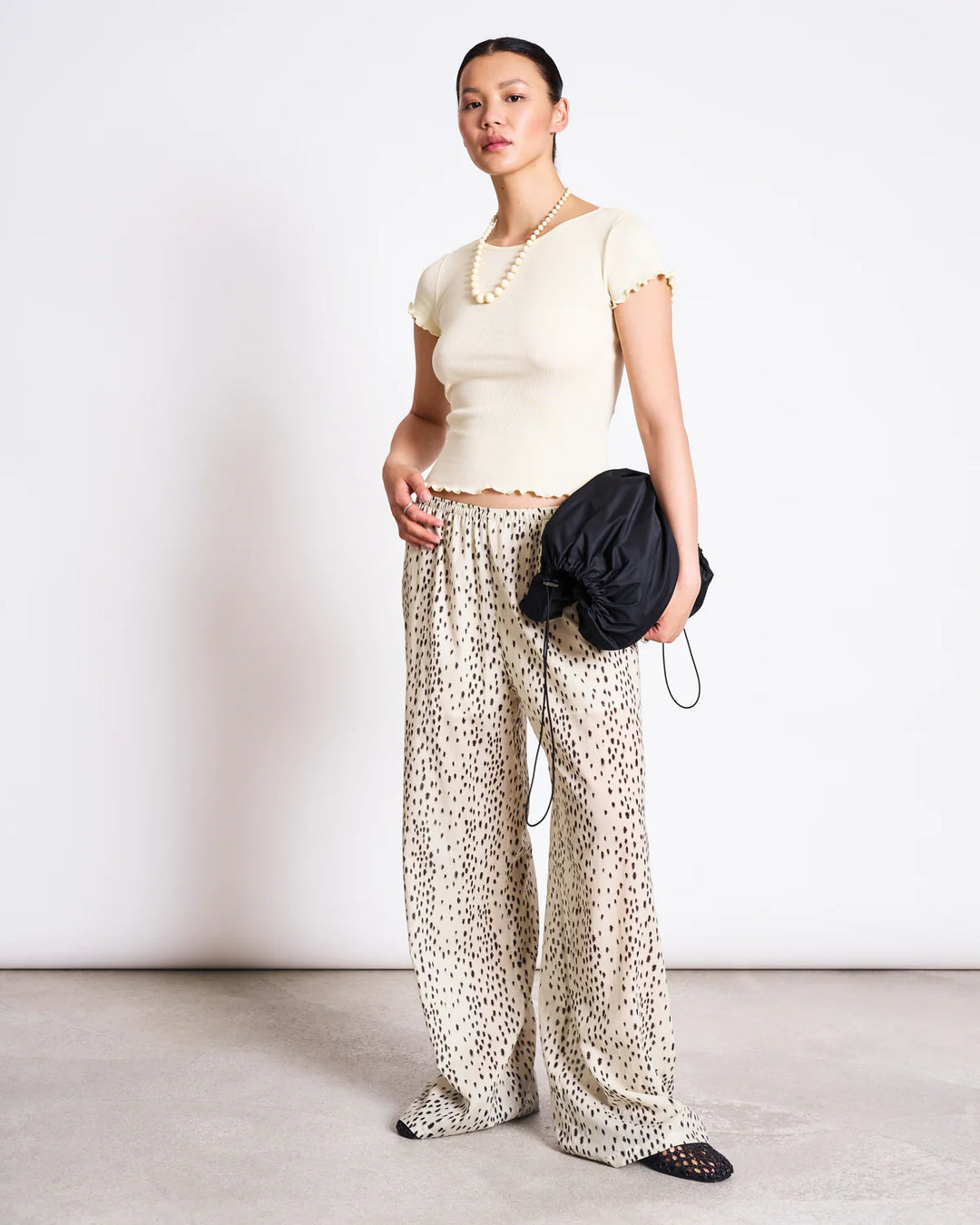 ORIGAN WIDE COTTON PANTS DALMATIAN DOTS