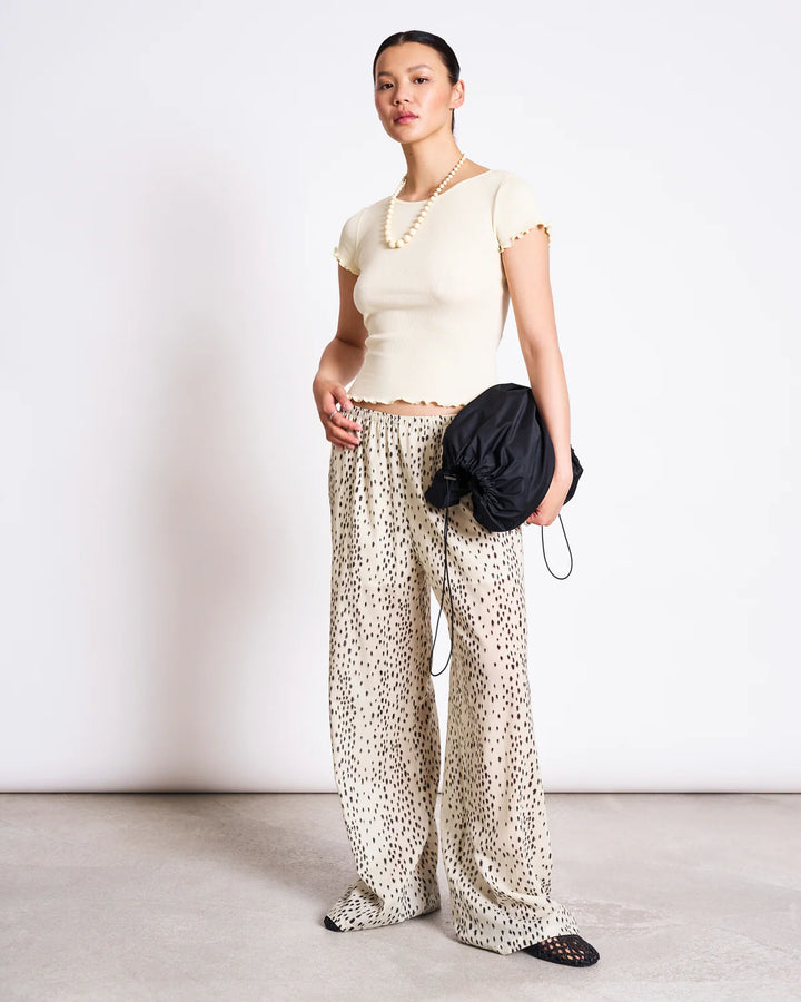 ORIGAN WIDE COTTON PANTS DALMATIAN DOTS