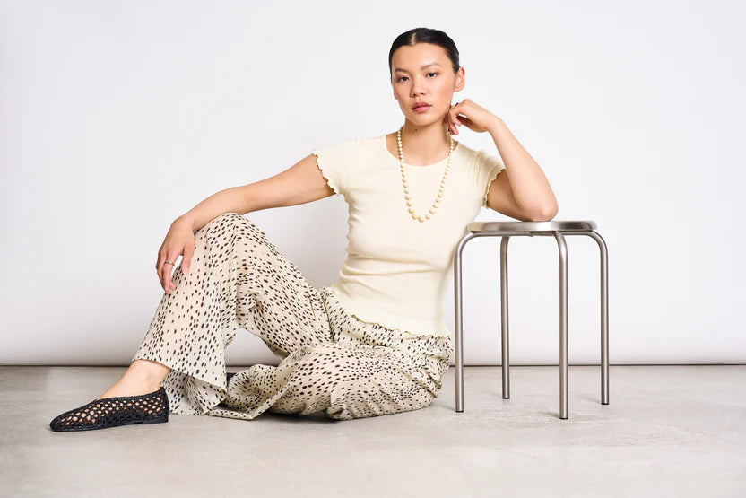 ORIGAN WIDE COTTON PANTS DALMATIAN DOTS