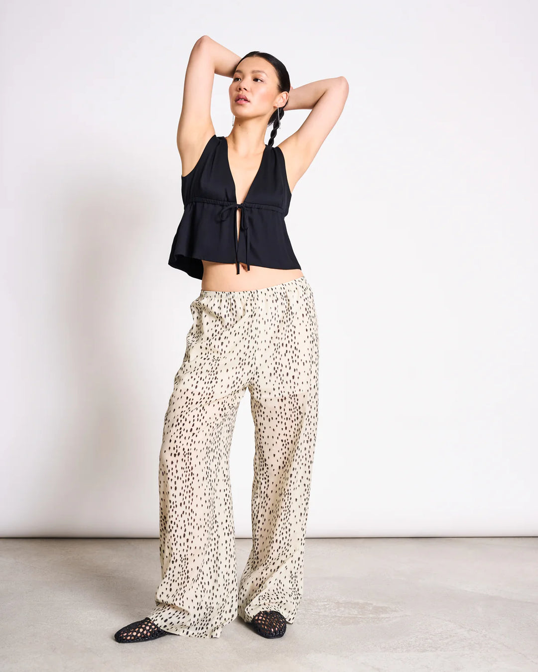 ORIGAN WIDE COTTON PANTS DALMATIAN DOTS