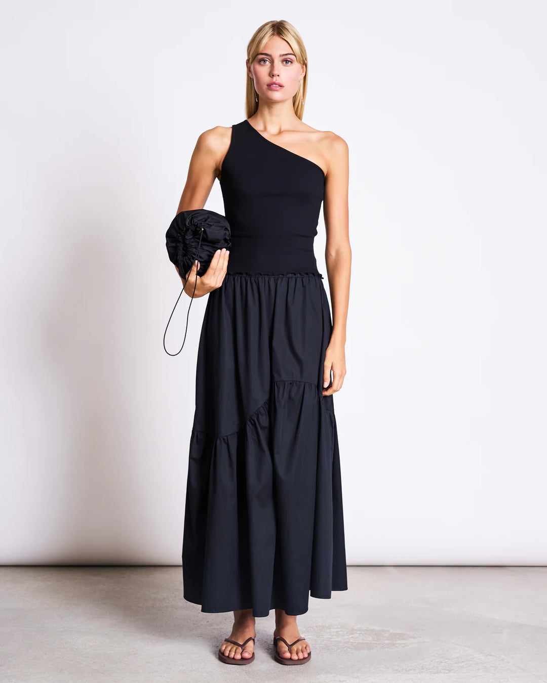 TIGRIS ONE SHOULDER TOP SVARTUR