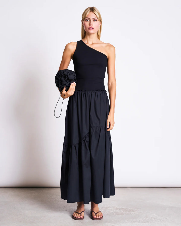 TIGRIS ONE SHOULDER TOP SVARTUR