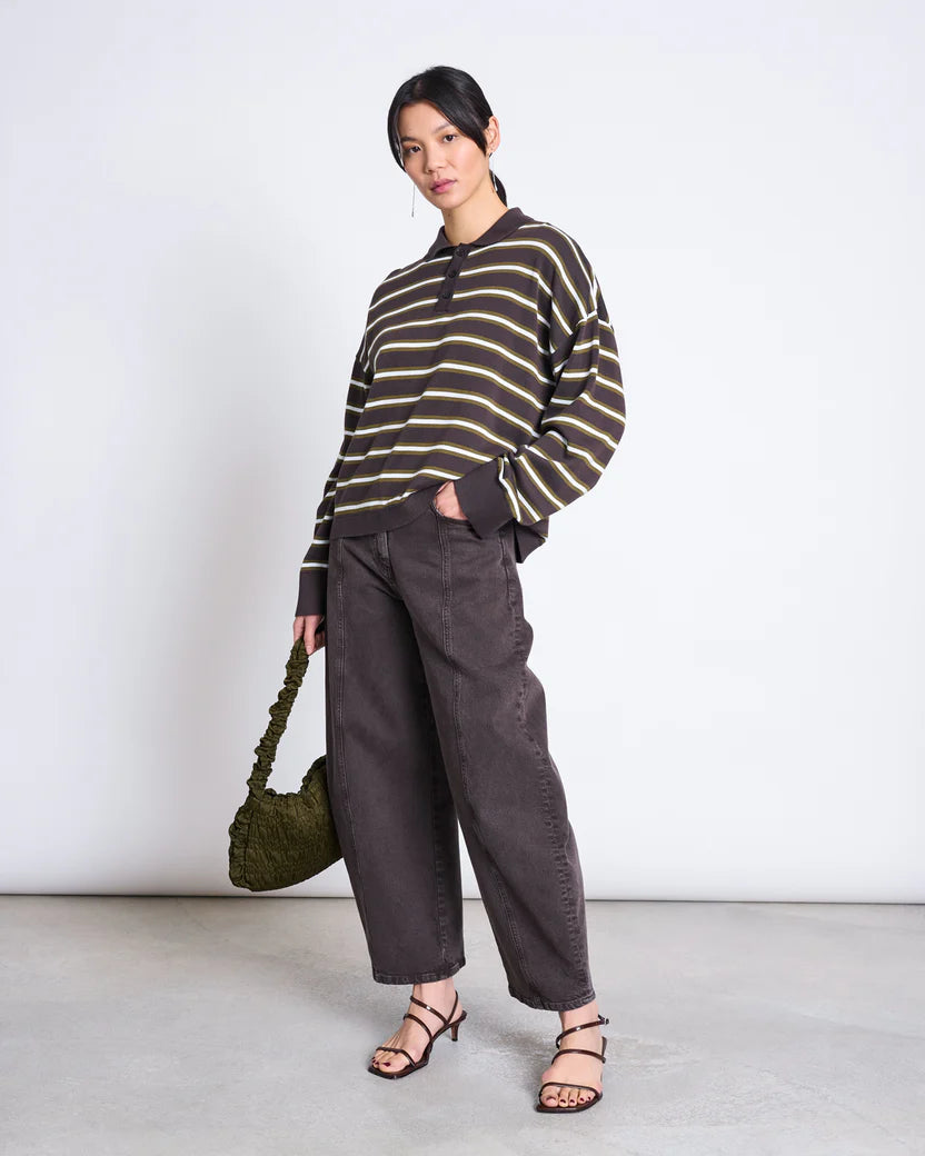 KNIT POLO SWEATER ETTA ZARTBITTER STRIPED GOTS