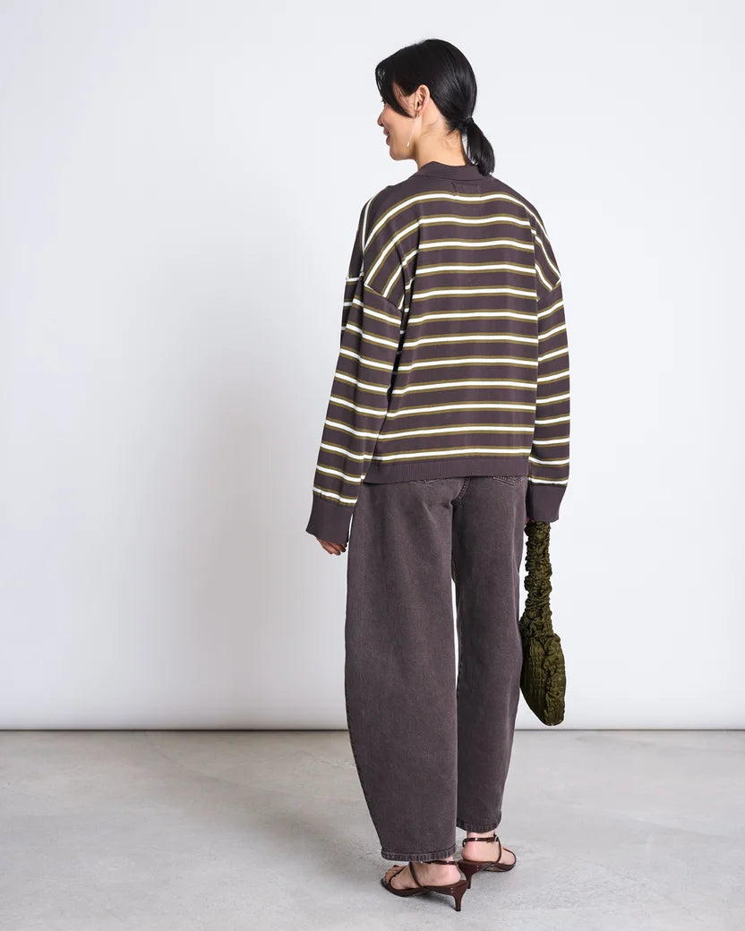 KNIT POLO SWEATER ETTA ZARTBITTER STRIPED GOTS
