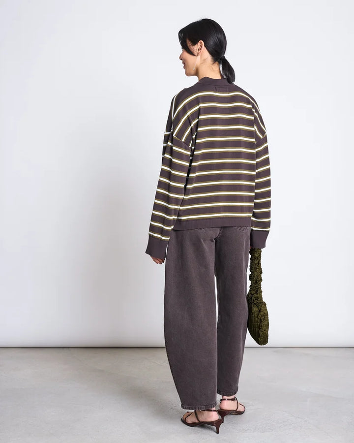 KNIT POLO SWEATER ETTA ZARTBITTER STRIPED GOTS