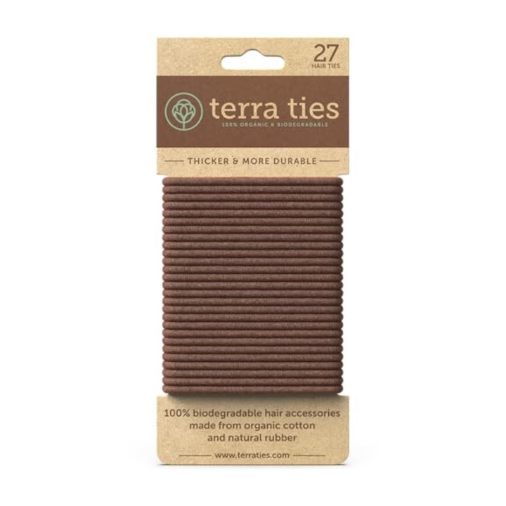 Hárteygjur úr náttúrulegu gúmmí - 27 stk brúnar