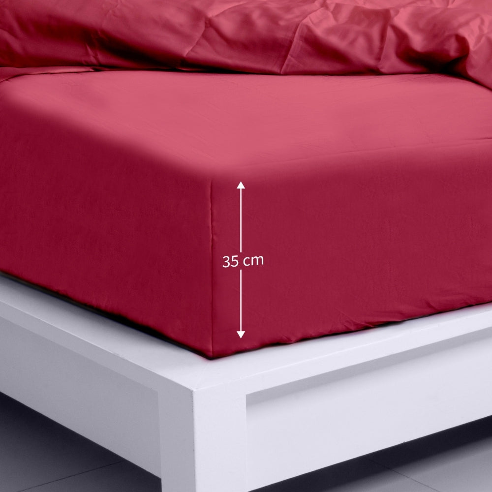 Bambus Lak / Fitted Sheet - Burgundy