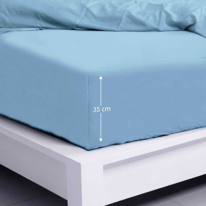 Bambus Lak / Fitted Sheet - Light Blue