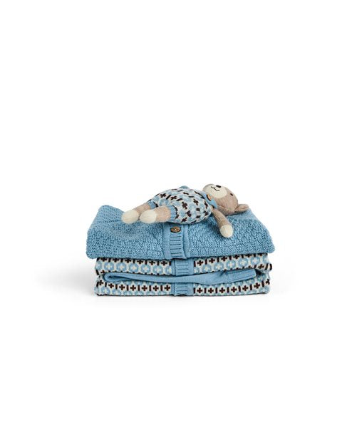 PRJÓNAÐUR ULLARHEILGALLI GRAFIC LIGHT BLUE
