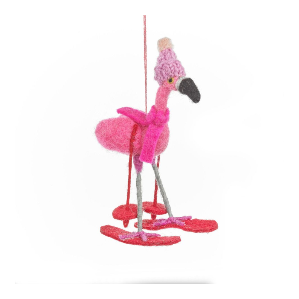 Skíðandi flamingó