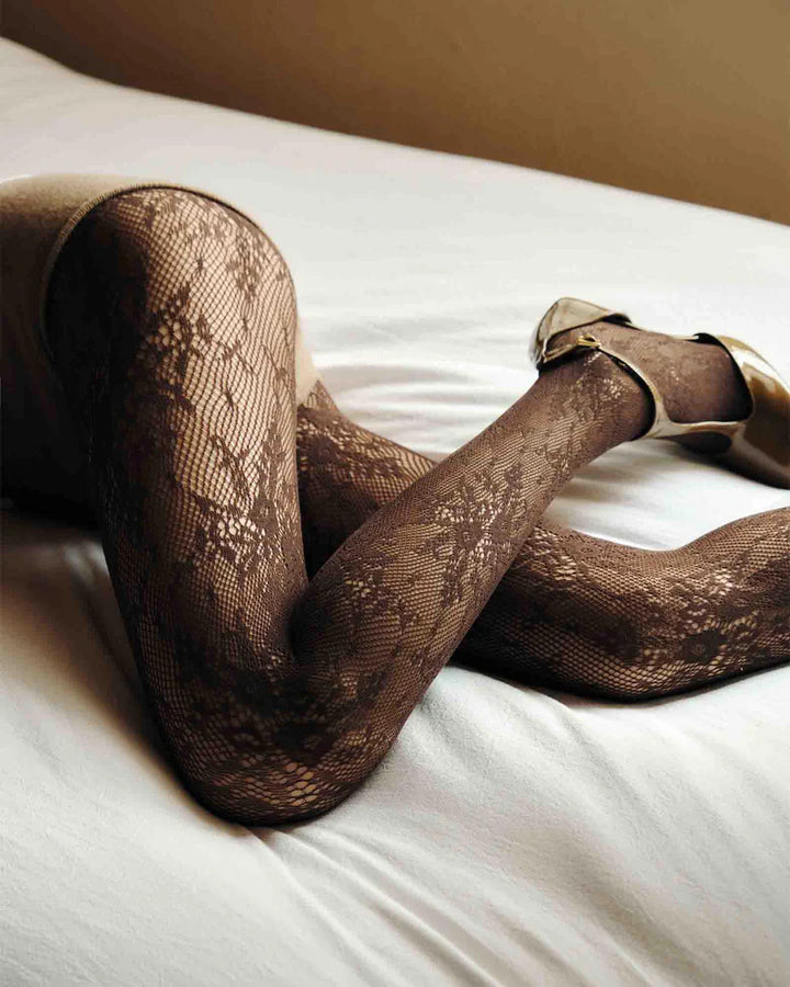 ROSA LACE SOKKABUXUR DARK BROWN