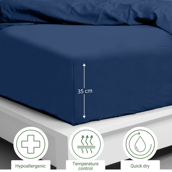 Bambus Lak / Fitted Sheet - Navy Blue